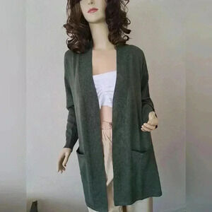 MOSS GREEN Gloria Vanderbilt CARDIGAN  XL relaxed fit patch pockets